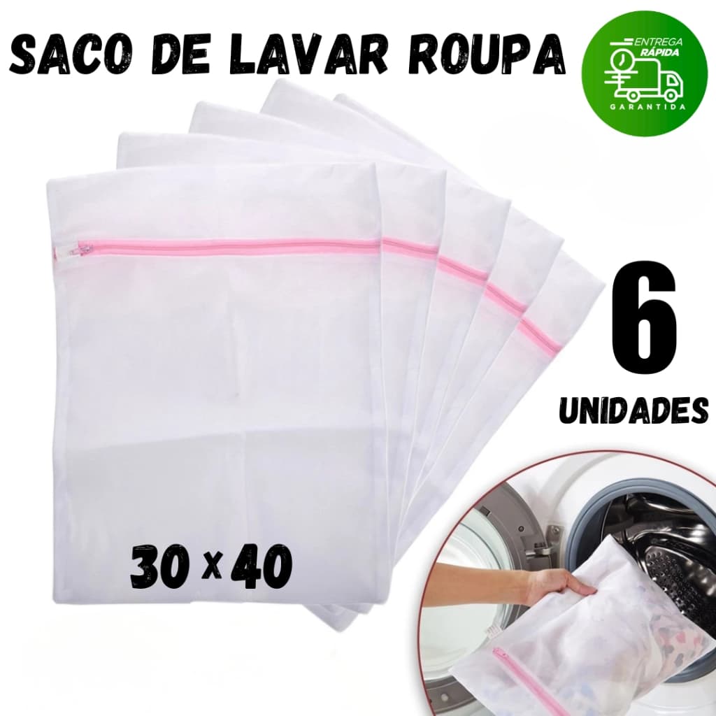Jogo Saco Lavar Roupa 30x40 para Lavadora Maquina Roupa Delicada Intima Tanquinho