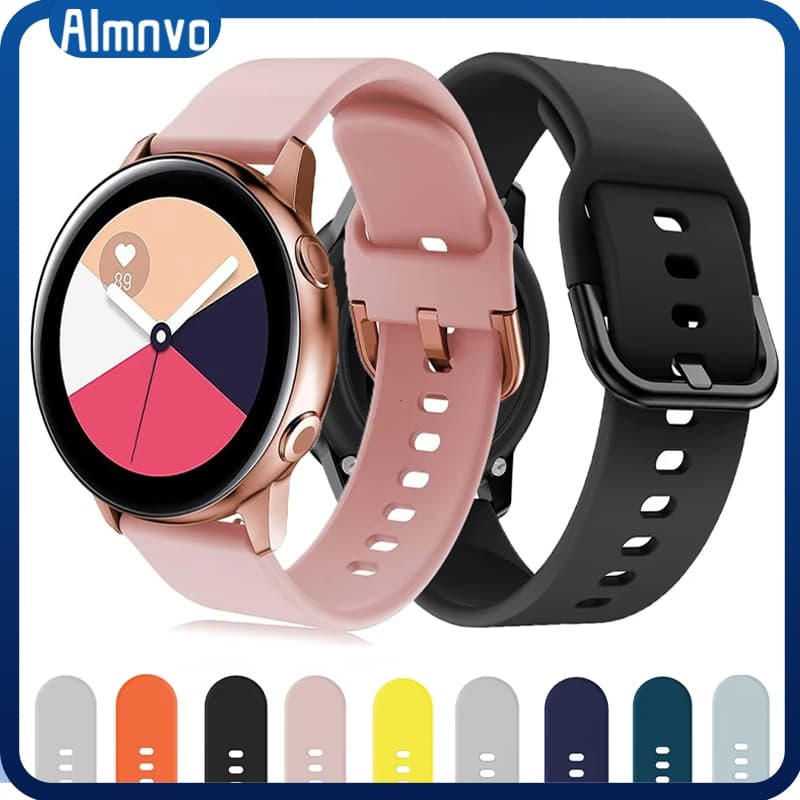 Pulseira 20/22mm Silicone Para Relógio Smartwatch Samsung Galaxy Watch FE 7 6 5 4/Huawei GT/Garmin/Amazfit Bip 6/Xiaomi