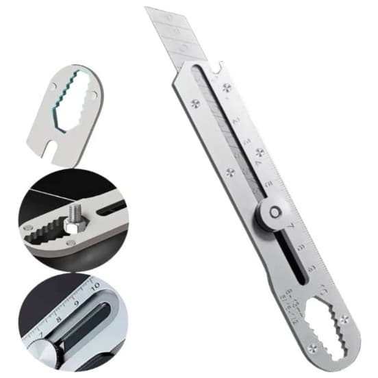 Faca Estilete 6 em 1 Multifuncional de Aço Inoxidável Utilitário Cortador de papel Faca Portátil de corte