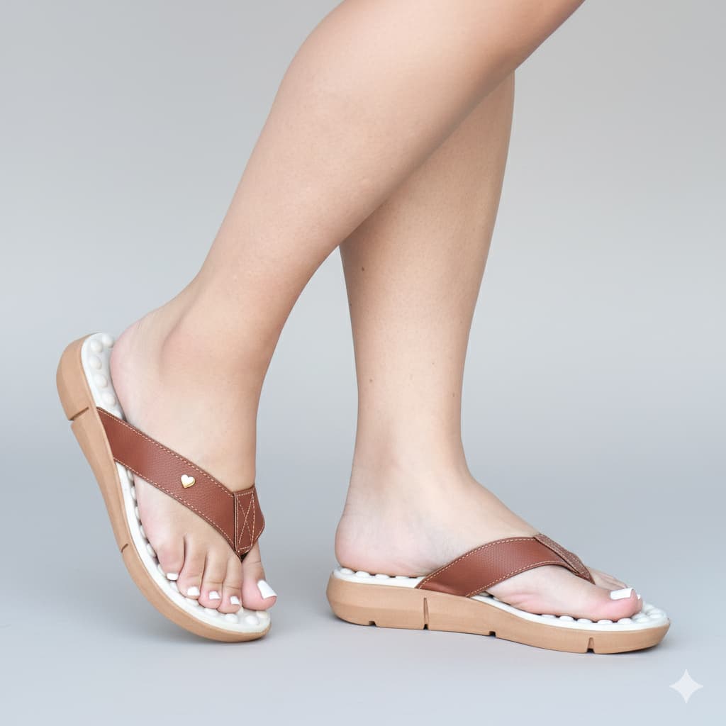 Chinelo Ortopédico Feminino Anatômico com Palmilha Massageadora Antiderrapante Confortável Leve