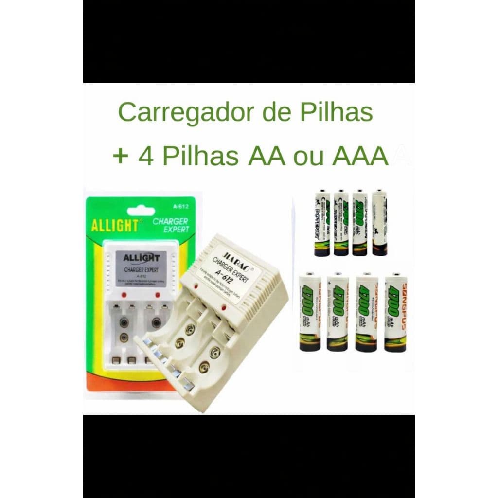 Carregador de pilhas e  pilhas recarregáveis AA/AAA Bateria Universal 9V