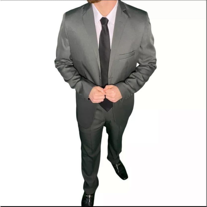 Terno Social Masculino Oxford Chumbo / Grafite Slim - Top Ternos