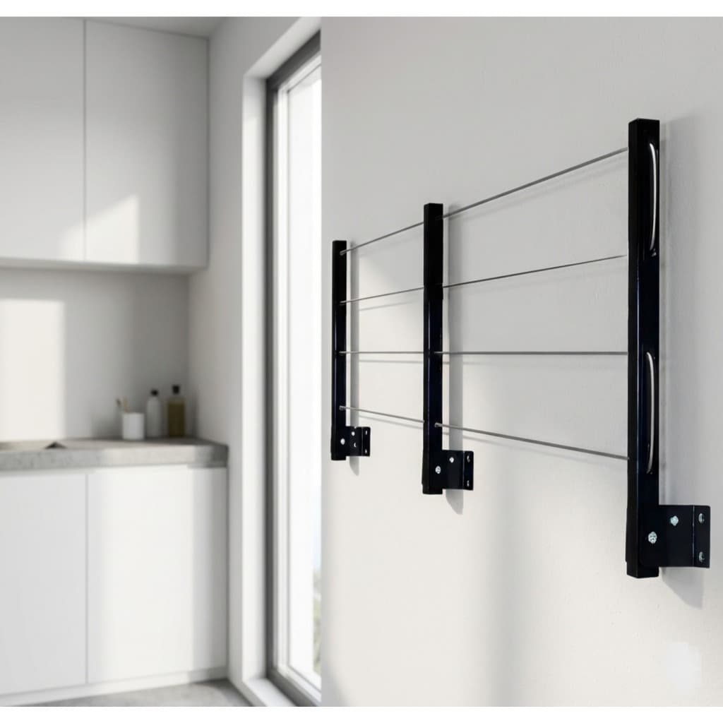 Varal De Roupa 3 hastes Retratil Para Parede Muro Casa Até 8 metros Com kit de montagem