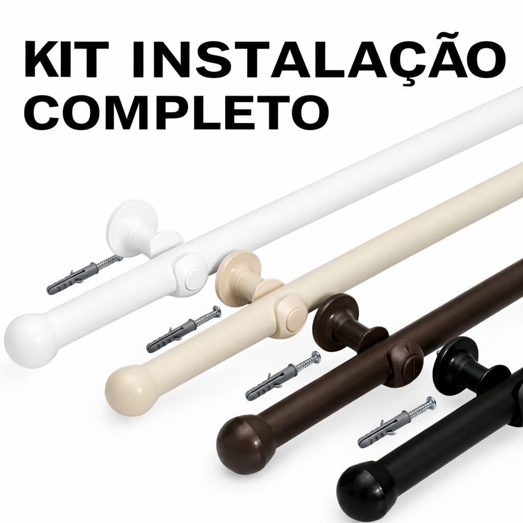 Kit Varão Completo P/ Cortina 1,50 Metros Ferro Resistente 19mm Várias Cores Envio Imedito
