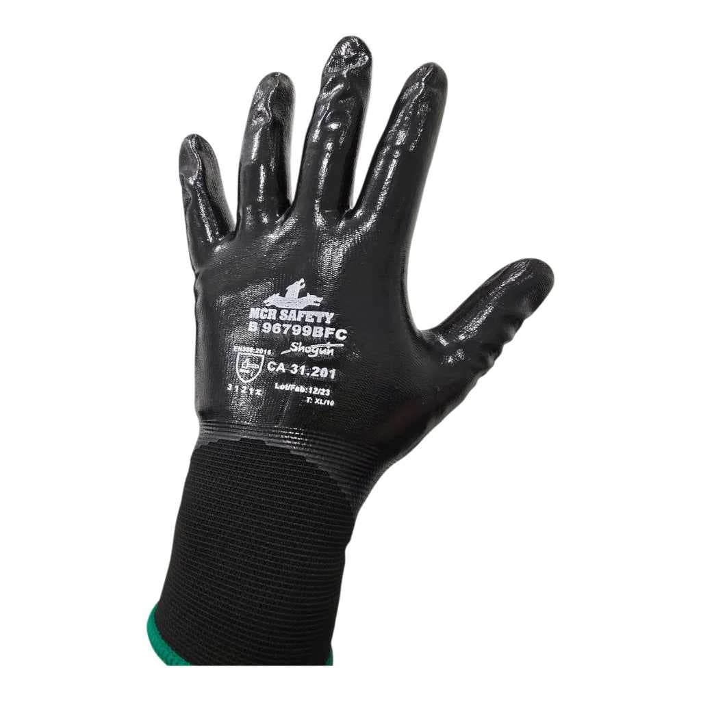 Luva Nitrílica Full Multitato Preta Banho Total Impermeável Resistente EPI Uso Geral CA Limpeza Mecânico