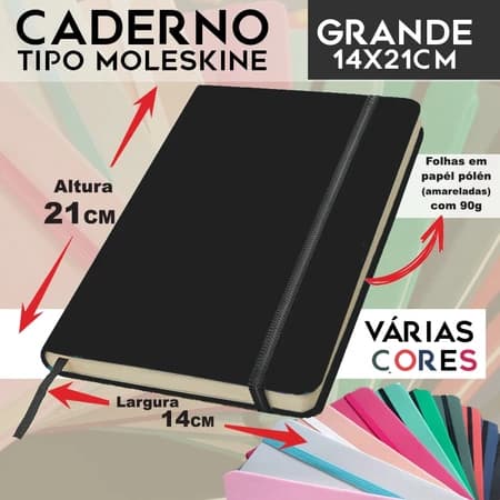 Cadernos GRANDE sketchbook e com pauta tipo moleskine 21x14cm