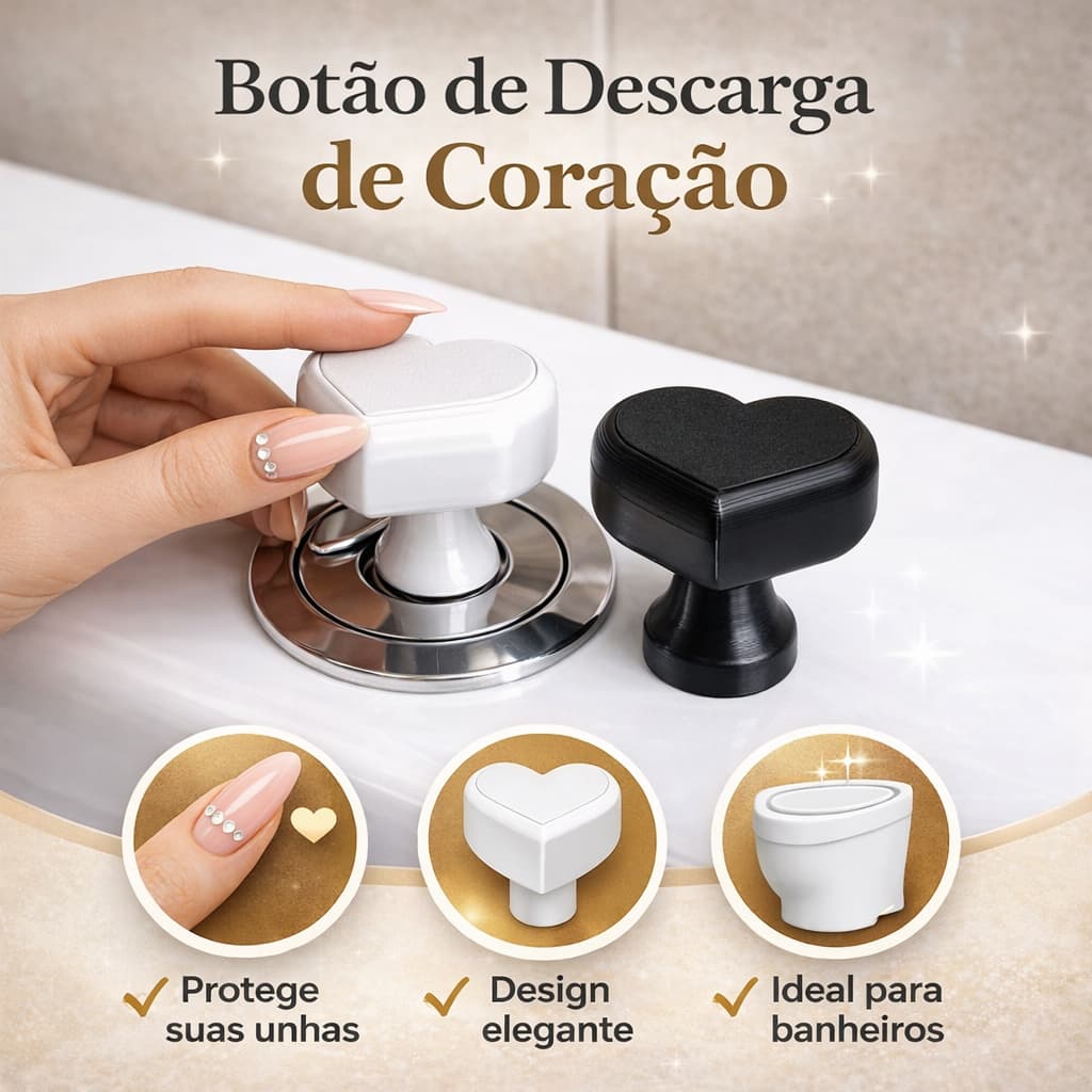 Botão de Descarga Para Vaso Sanitário Formato Coração Autocolante Puxadores Armário Porta Gavetas