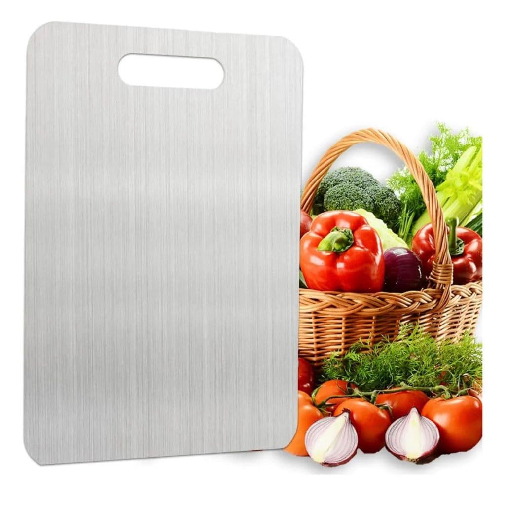 Tábua De Corte Profissional Antibacteriana Em Aço Inoxidável 304 Churrasco Titânio Taboa Prateado