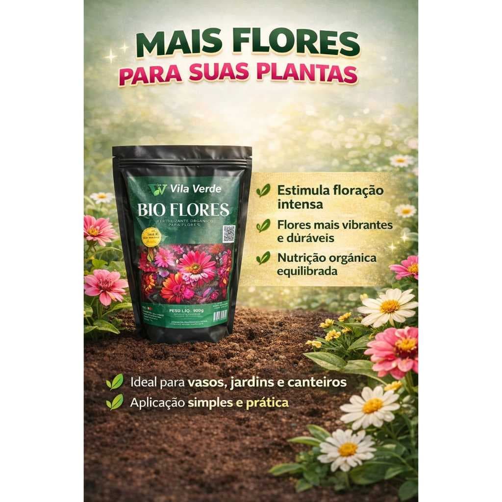 Bioflores Fertilizante Orgânico Para Flores Vila Verde 900g