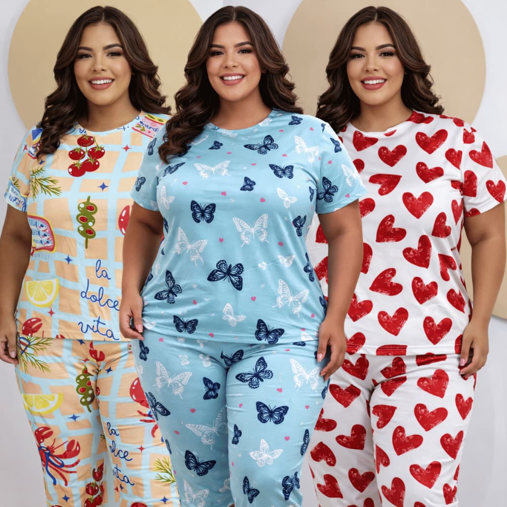 Pijama Feminino Plus Size em Suede