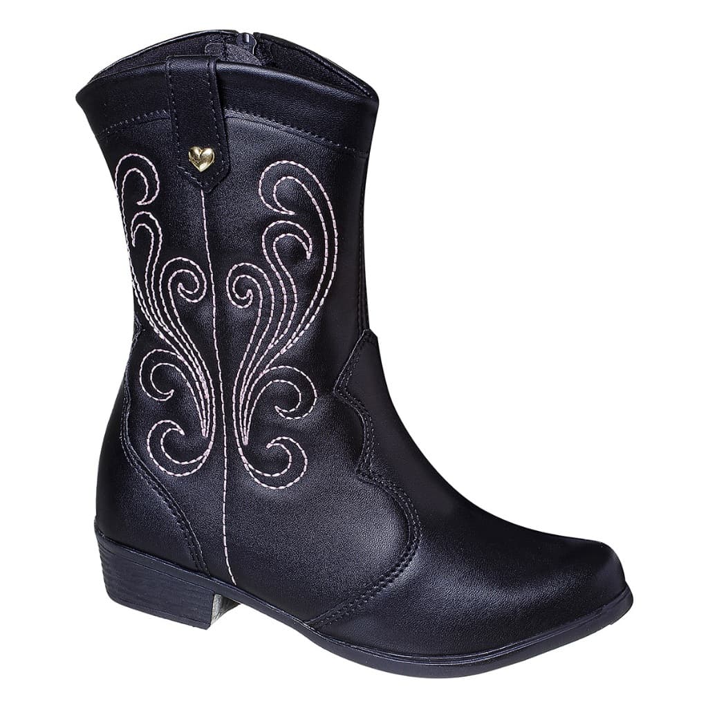 Bota Texana Infantil Menina Country Cano Longo com Ziper Lateral Moda Atual Ana Castela