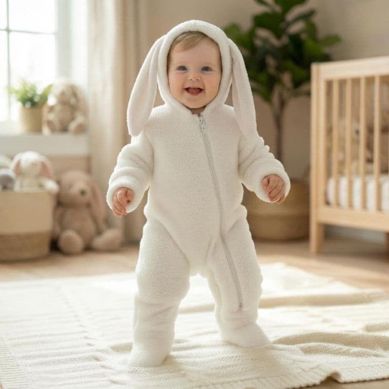 Macacão  coelhinho bebê fofo e confortável quentinho