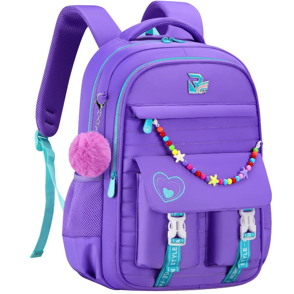Mochila Escolar Feminina Fofa Pompom Impermeável Reforçada e Confortável para Escola Viagem Estudantes Notebook Bolsa
