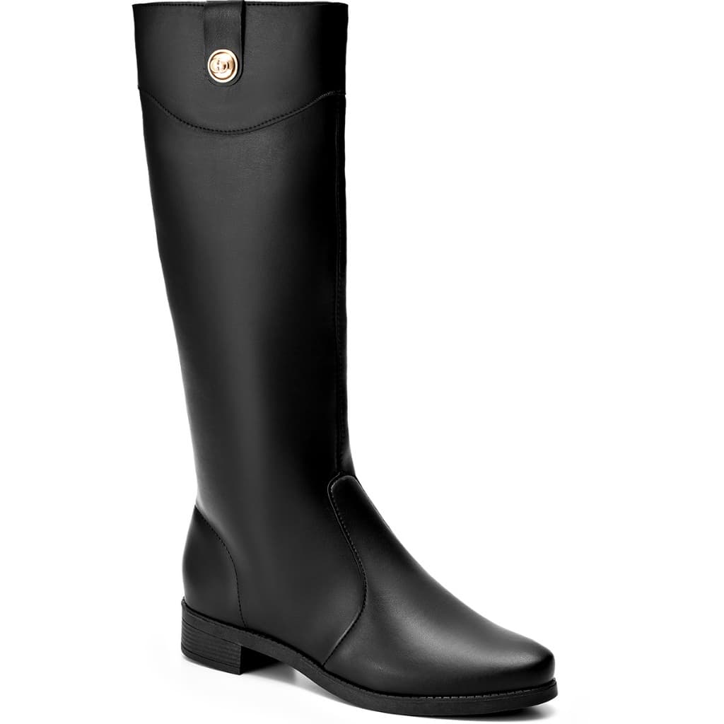 Bota Feminina Lumiss Montaria Rasteira Cano Alto Bico Redondo