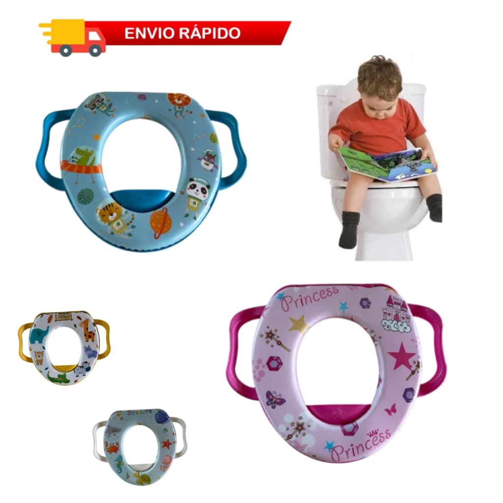 Assento Sanitário Redutor Vaso Infantil Com Alça de Segurança Almofadado Confortável Estampas Diversas