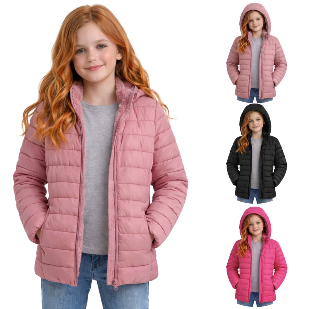 Jaqueta Puffer Feminina Infantil Forrada Impermeavel Bobojaco Juvenil