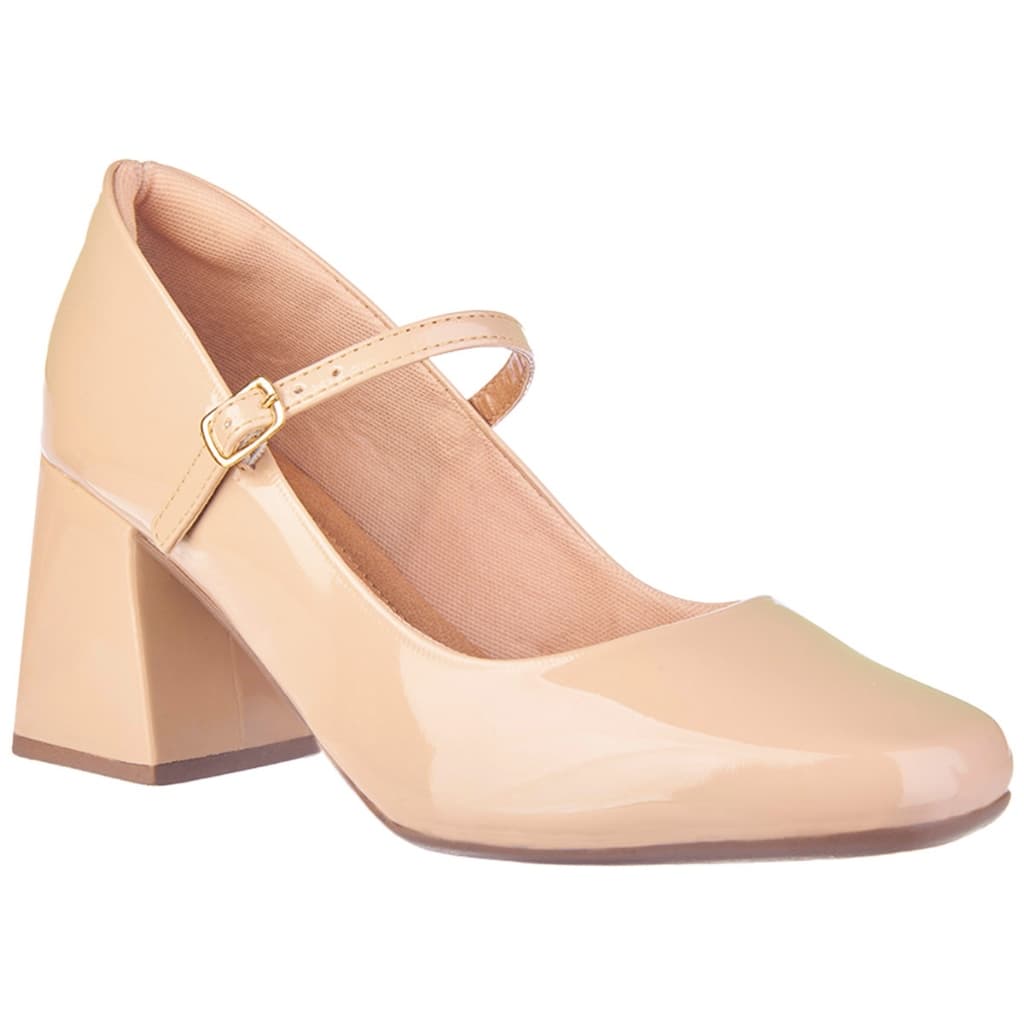 Sapato Mary Jane Feminino Boneca Bico Quadrado Salto Geométrico Munita