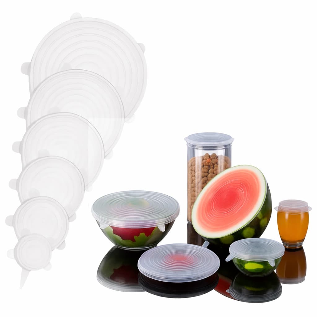 kit Tampa Silicone Ajustável Reutilizável 6un