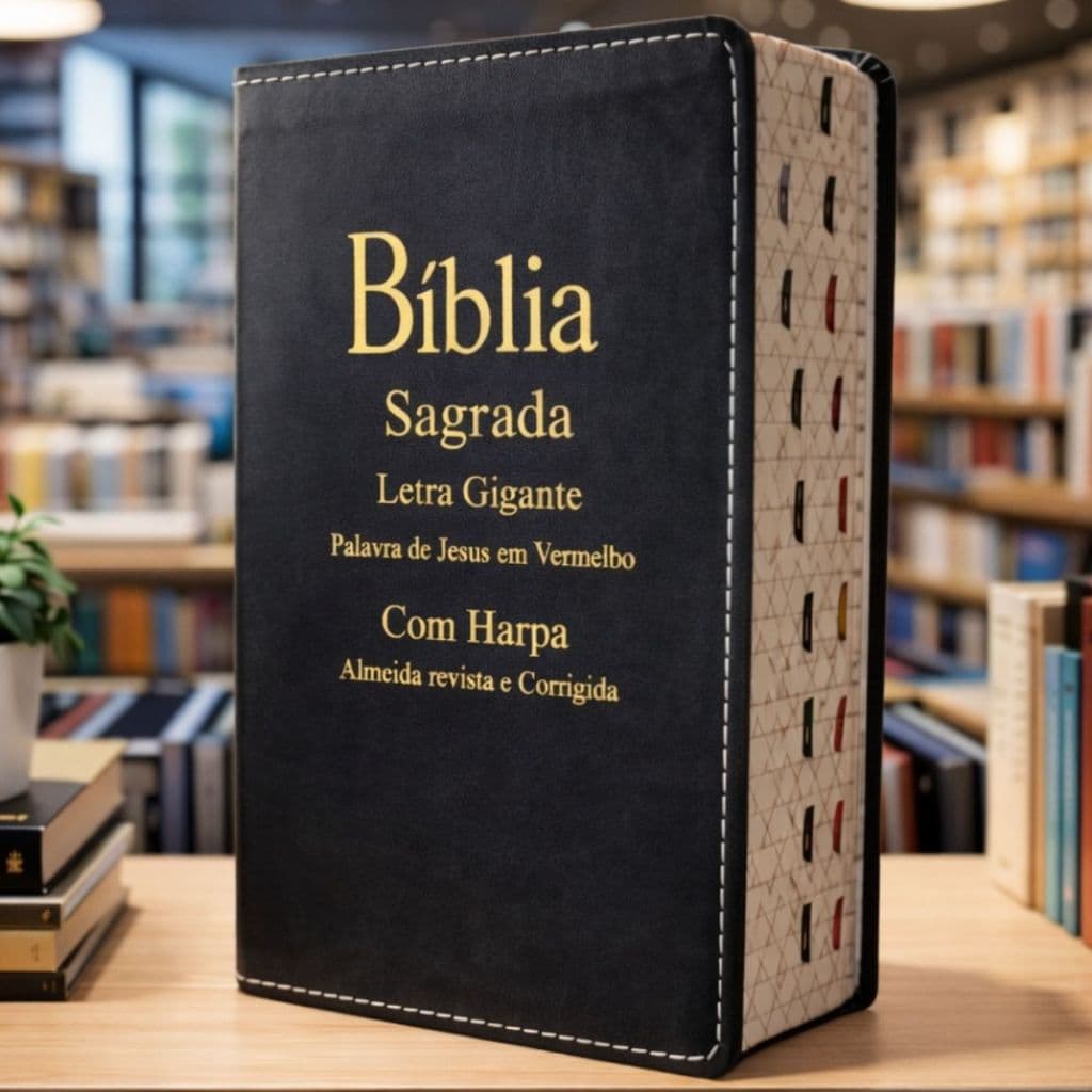 Biblia Sagrada Letra Grande | Harpa & Corinhos | RC | Luxo Preta