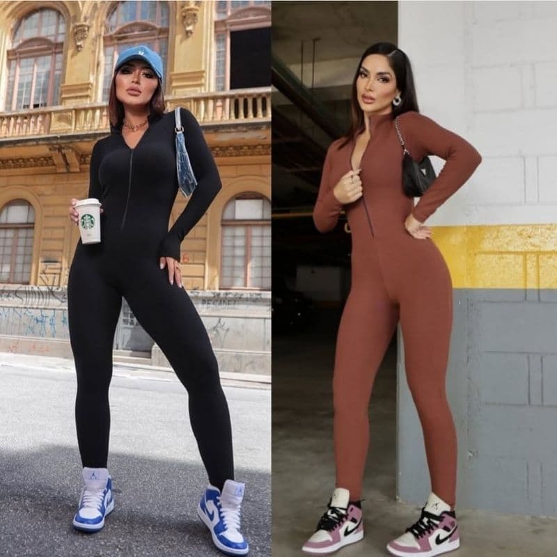 MACACÃO DA VIRGINIA FEMININA- Manga longa Com Ziper. Confortável