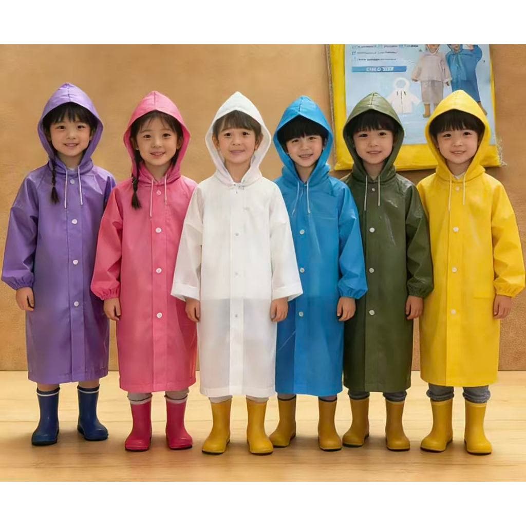 CAPA DE CHUVA SIMPLES MODELOS INFANTIL PVC BOTÃO MATERIAL REFORÇADO