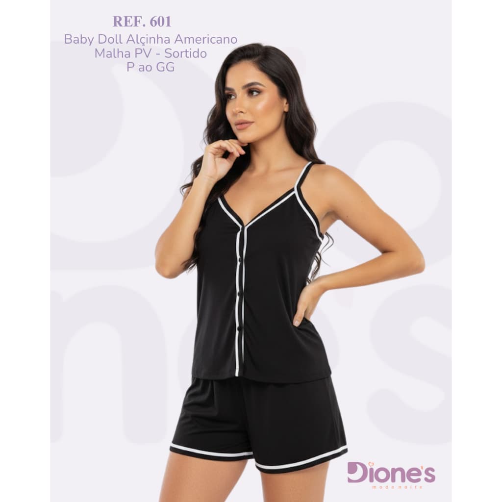 Pijama Baby Doll Short Doll Estilo Americano Botão Aberto Malha Leve Confortável Promoção