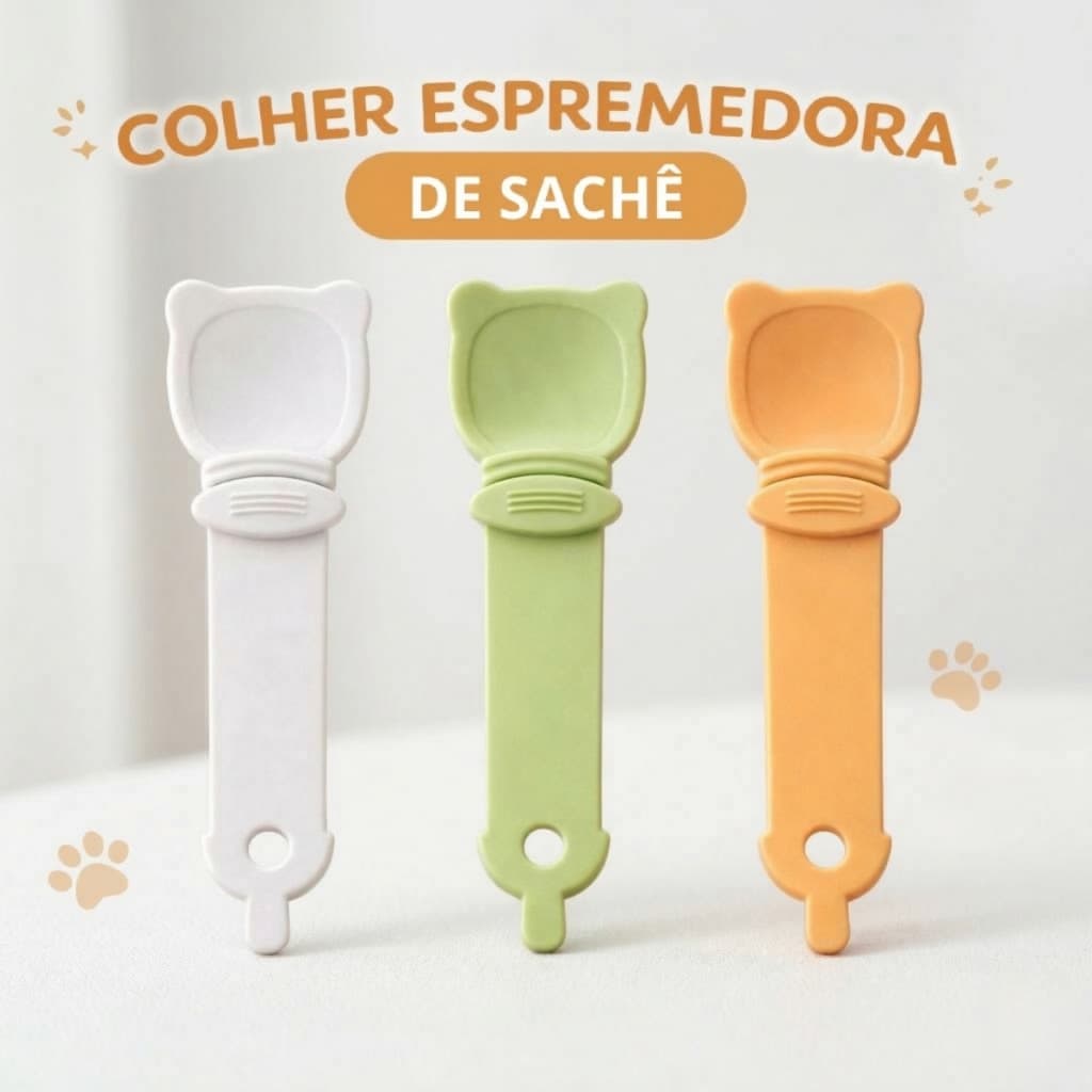 Colher Espremedora de Sachê Para Gatos Petisco Patê Cremoso Churu