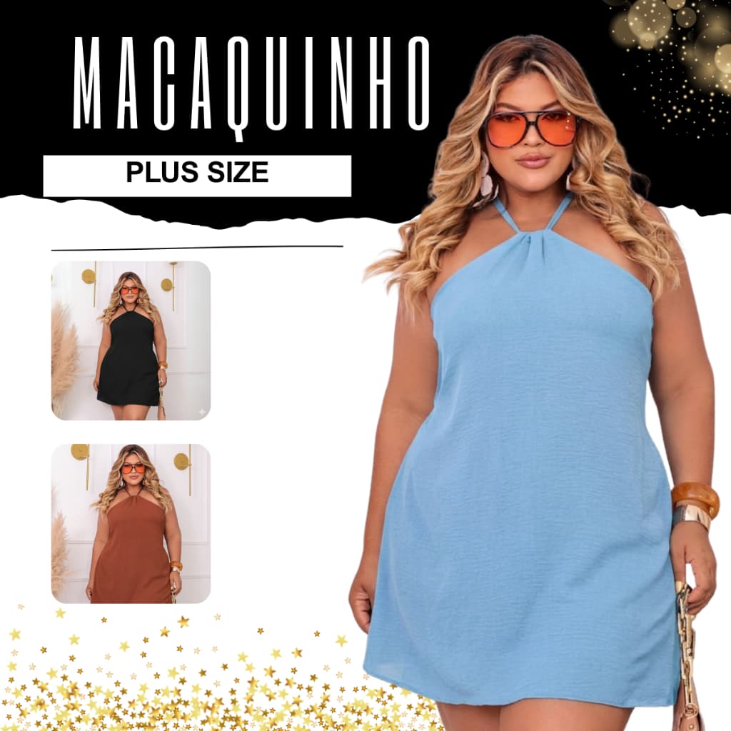 Macaquinho Macacão Plus Size Amarração Short Saia Rodado Soltinho Tendencia Boho Chique Promoção Verão
