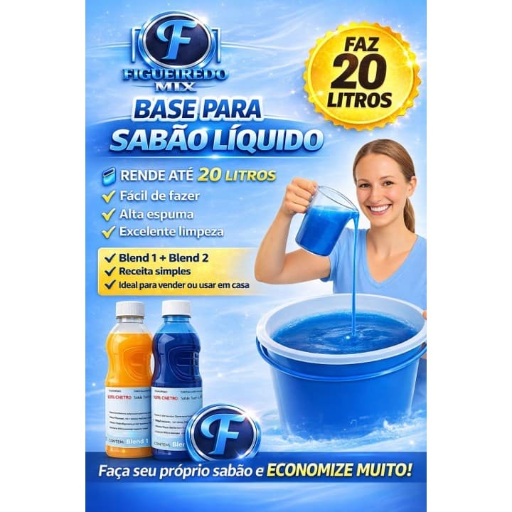 Base kit sabão líquido faz 20 litros lava roupas FÁCIL DE FAZER BLEND 1 E 2 MOMUSUNI (B.C) PREMIUM