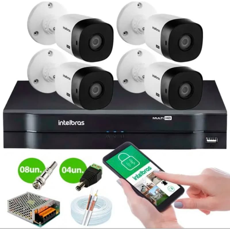Kit Intelbrás c/ 4 câmeras VHL 1120B +MHDX 1104C +Hd 500GB +Cabos +Fonte