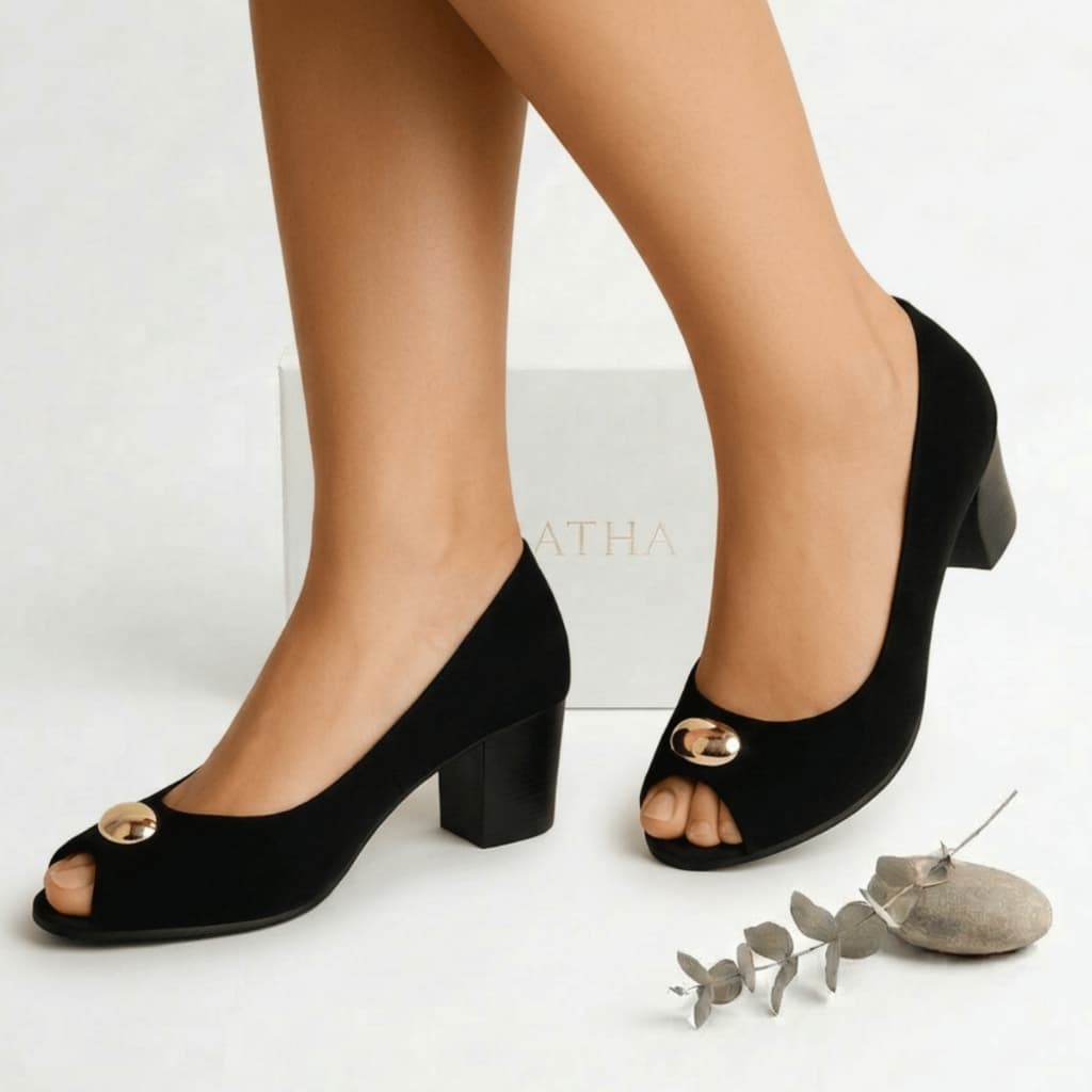 Sapato Feminina Salto Médio Peep Toe Agatha Confortável