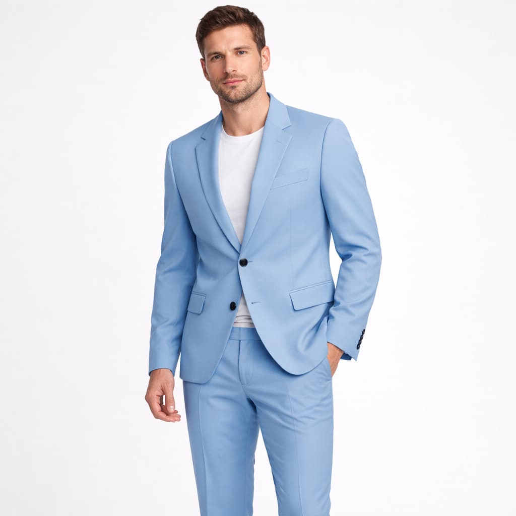 Terno Azul Bebê Masculino Linha Euro Slim Estampa Lisa Microfibra (Paletó + Calça)