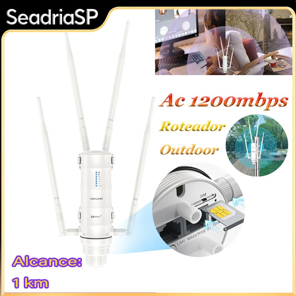 Roteador Outdoor Ac1200mbps Alta Potência À Prova Dágua