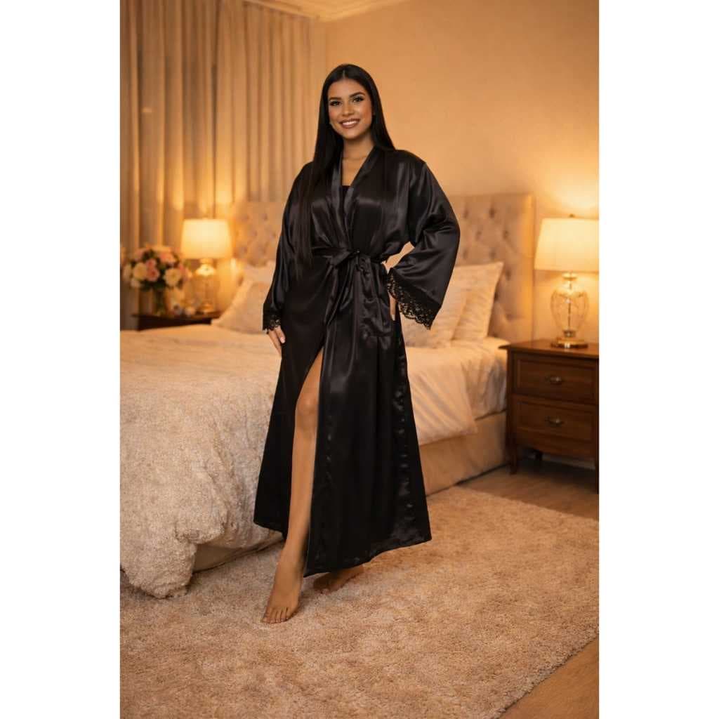 Robe Longo De Cetim Confortável e Sensual