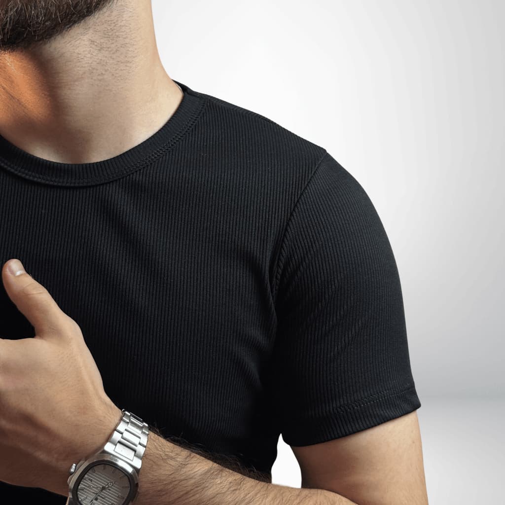 Camiseta Masculina Canelada Ribana Slim Premium Blusa Básica