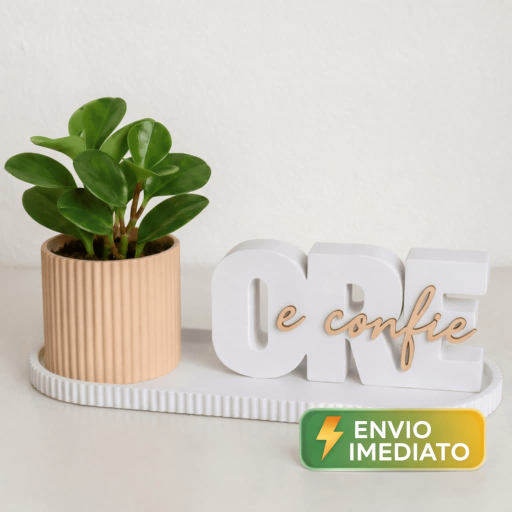 Kit Decorativo “Ore e Confie” com Vaso e Bandeja – Fé, Design Moderno e Elegância para seu Lar