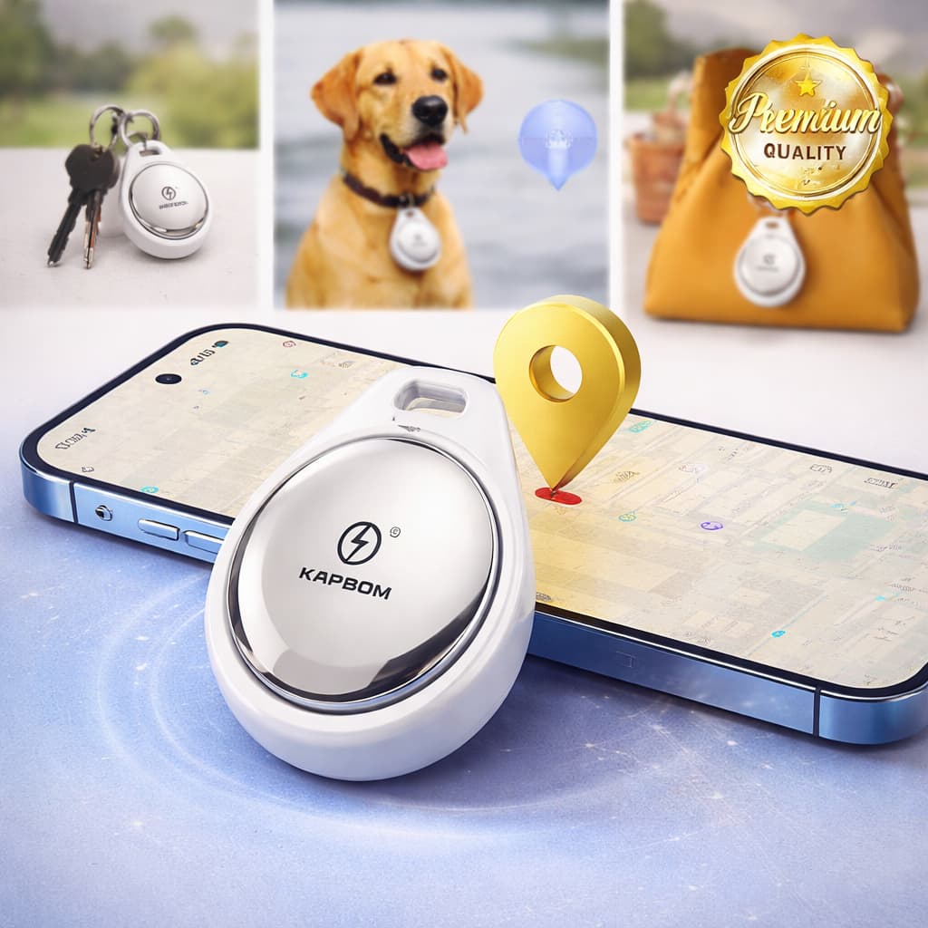 Smart Air Tag Localizador Kapbom 9091 Rastreador Bluetooth iOS Find My - iPhone Pets Chaves Objetos