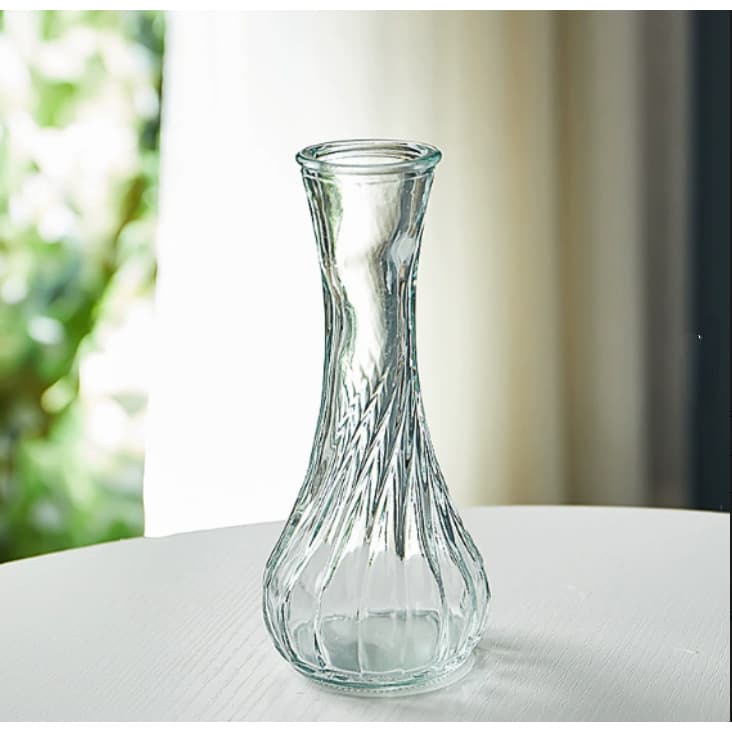 Vaso de Vidro 15cm Mini  Design Espiral Decorativo Sala Flores