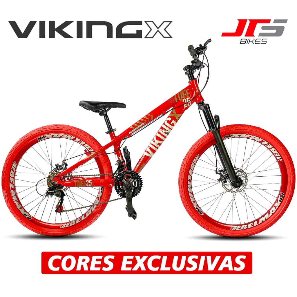 Bicicleta Aro 26 VikingX Freeride Tuff X25  MTB 21v Downhill Pneus Kenda Coloridos