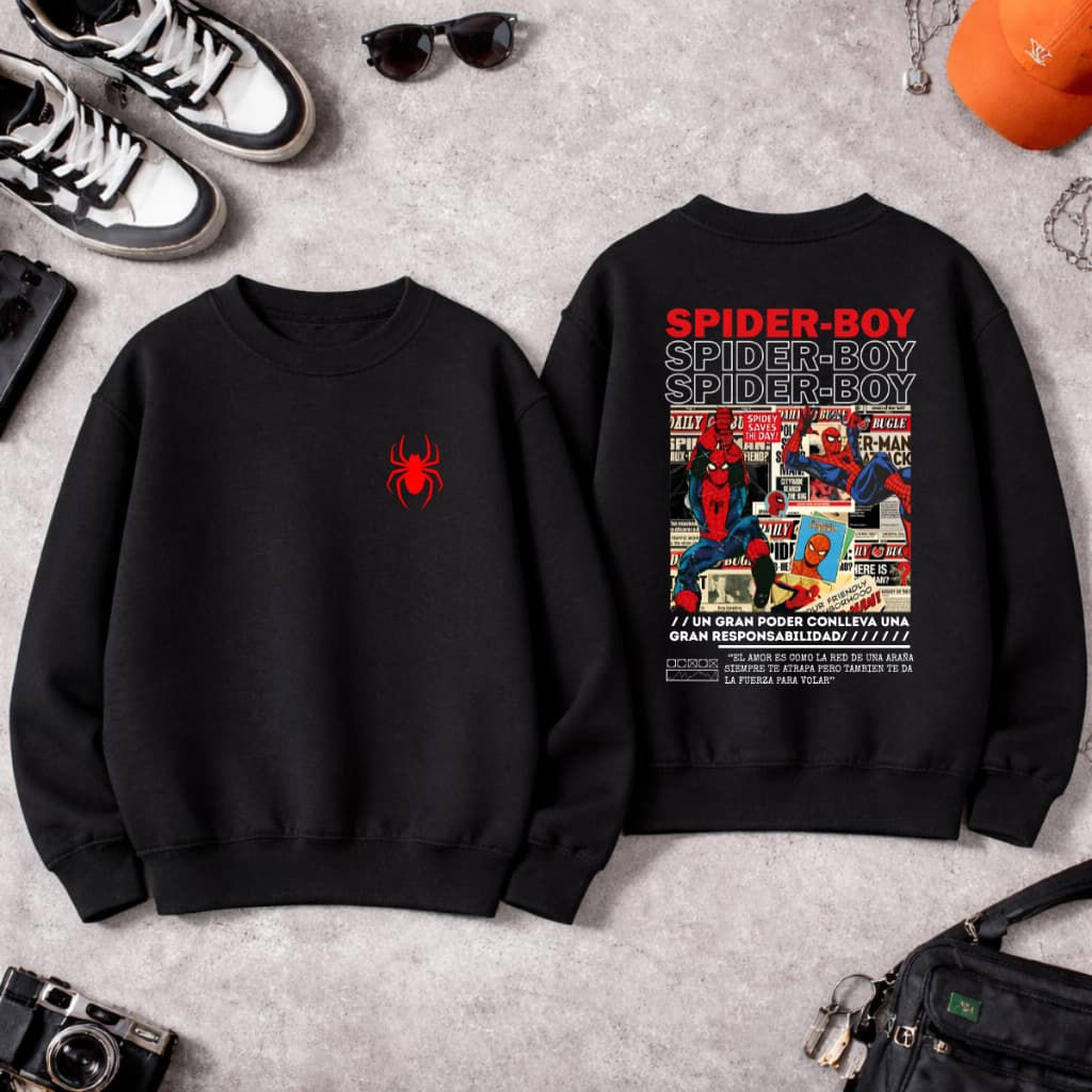 Blusa de Frio Moletom Careca Spider Boy Quentinho Unissex Franelado Material Premium