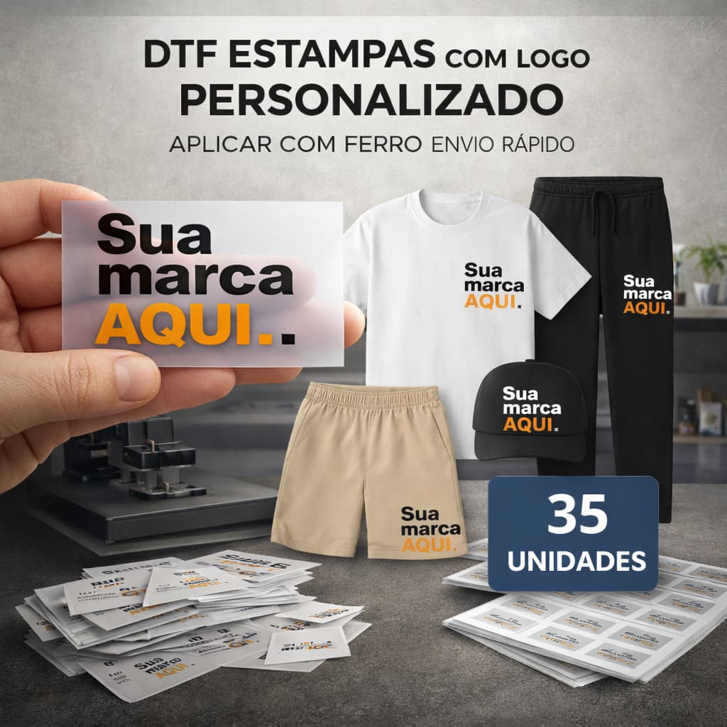 DTF Estampas de Etiquetas com logo Empresa Promocional Aplicar com Ferro Envio Rápido