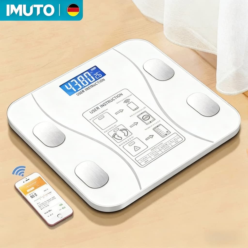 imuto Balança Digital Corporal Inteligente de Bioimpedância com Tela LED, Capacidade Máxima de 200KG