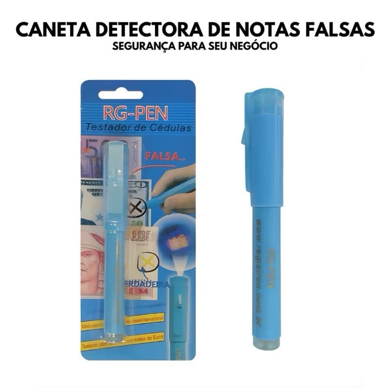 CANETA DETECTORA DE NOTAS FALSAS COM LUZ UV( Real, Dólar e Euro)