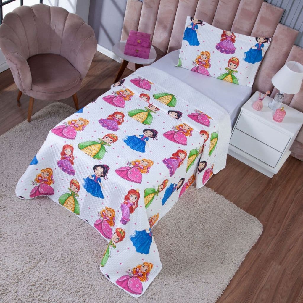 Cobre Leito Solteiro 2 Peças Estampado Apronta Entrega