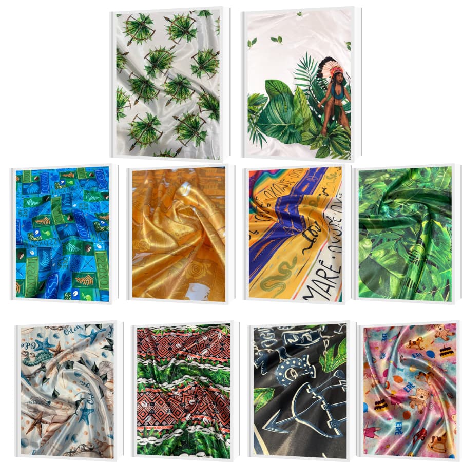 Cetim Estampado Coleção Axé 1,40m Saias Xangô