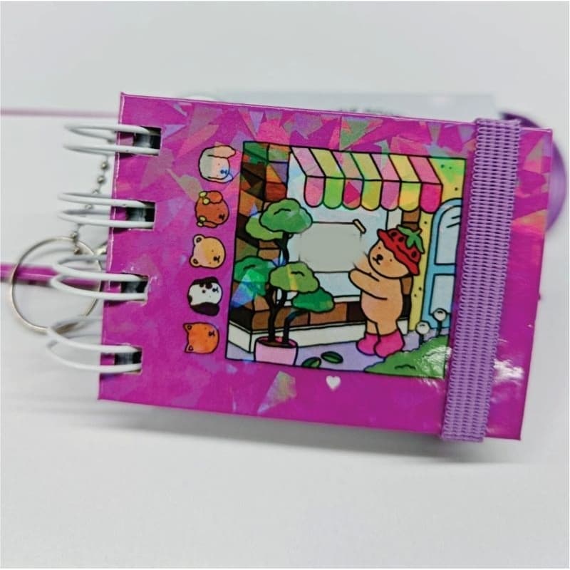 Mini Caderno de Colorir e Chaveiro Ursinhos/Presente Criativo/ Lembrança de Aniversário/Caderno Kawaii/ Capa D