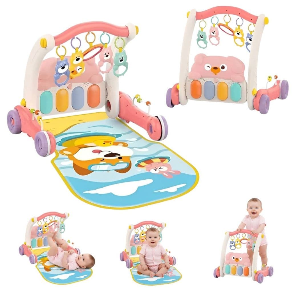 Andador Empurrador Infantil 2x1 Tapete Piano Musical