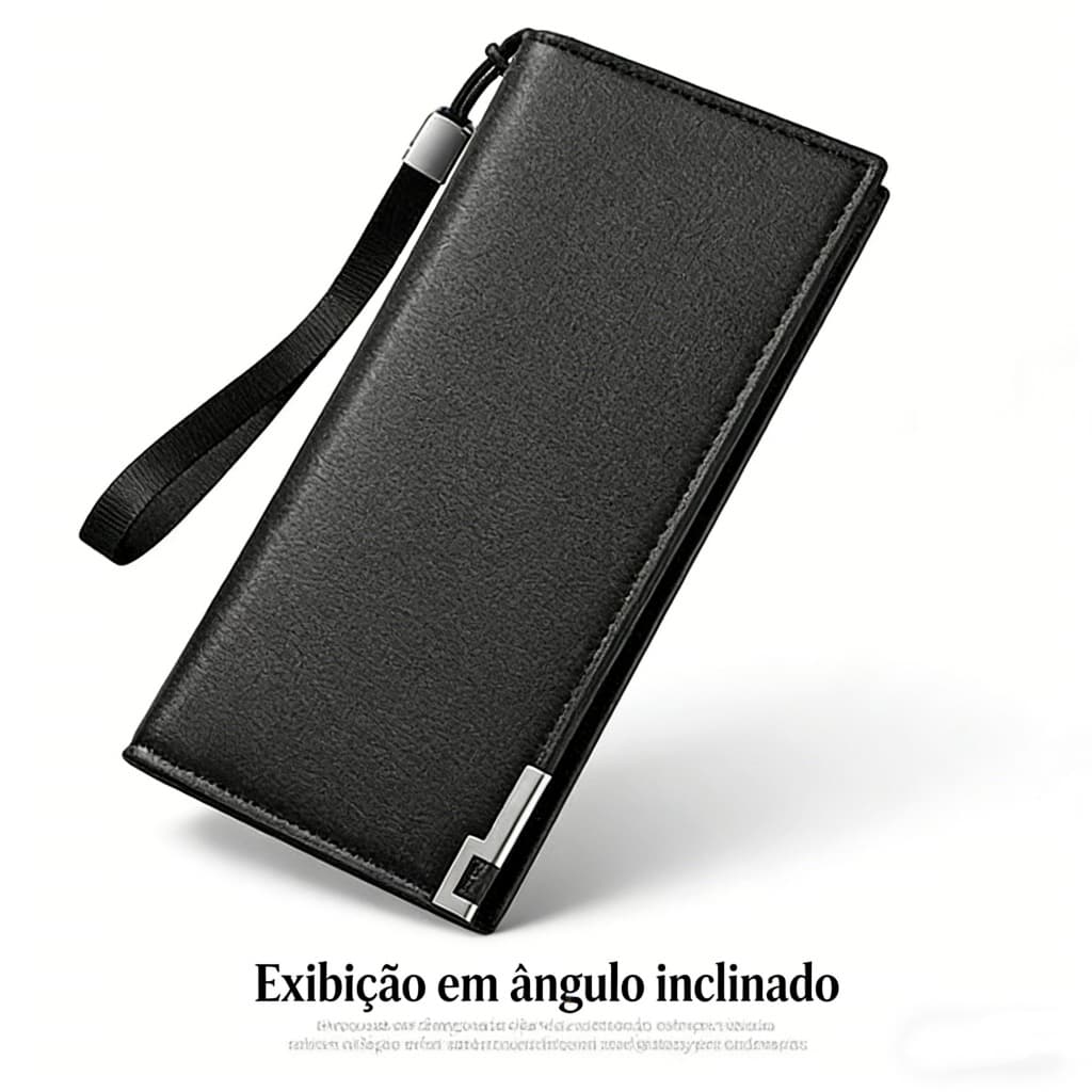 Carteira Longa Masculina Executiva | Couro PU Premium, Compartimentos Grandes Capacidade