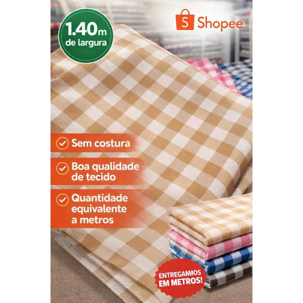 Tecido Xadrez de Poliéster  1 metro x 1.40m (comprimento x largura)