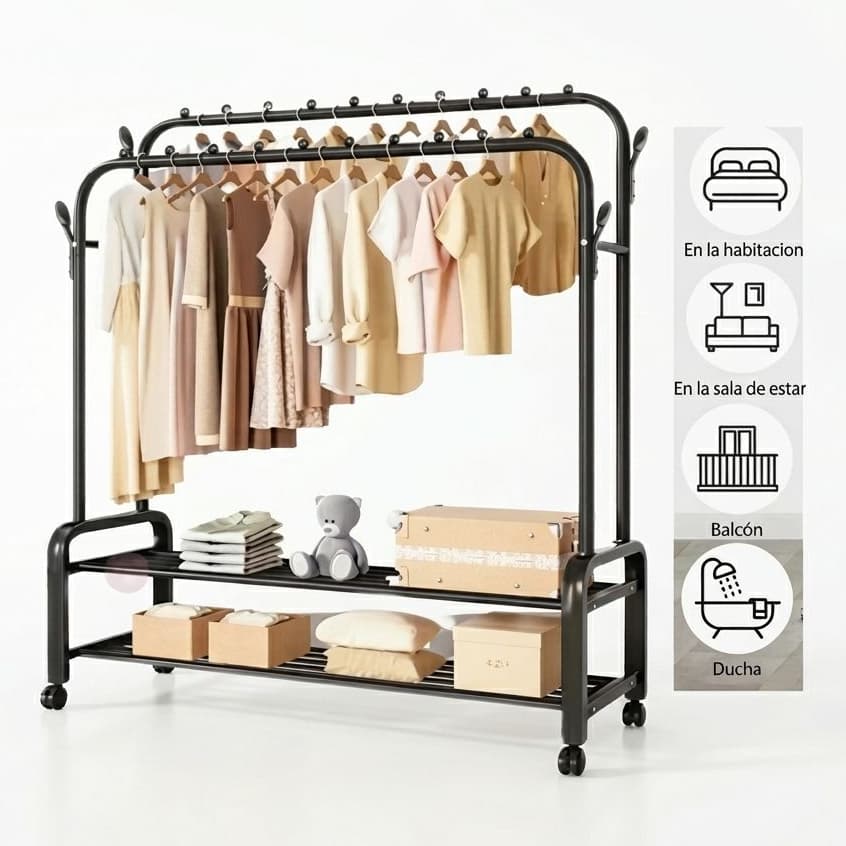 Arara Armário Dupla de Roupas e Sapatos Estante Cabideiro Reforçado Premium